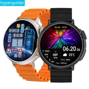 hyperguider Спортивные Смарт-Часы с AMOLED Экраном Smartwatch Круглый IP68 Водонепроницаемый Сердечный Ритм SpO2 NFC для Huawei Meizu Xiaomi iPhone