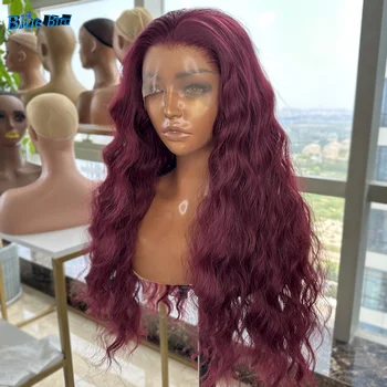 IvyNa Длинные Волны Воды Синтетические парики на кружеве спереди для чернокожих женщин 39 # Цвет волос Futura Термостойкий парик с натуральной линией роста волос