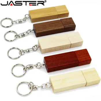 JASTER Pen drive Деревянный USB 2,0 флэш-накопитель 32 ГБ Memory stick Бесплатный пользовательский логотип U диск С брелоком Креативный подарок 8 ГБ USB-накопитель