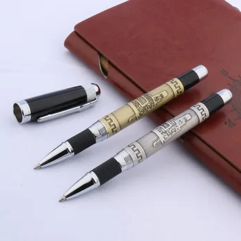 jinhao 189 Серебряный классический рельеф Штатив с двумя ручками Металлическая ручка-роллер
