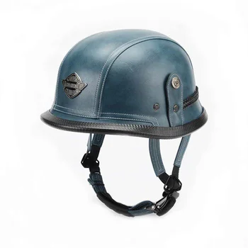 JYT Высококачественный Немецкий шлем из искусственной кожи в стиле Второй мировой войны на половину лица, одобренный в горошек, Унисекс, Винтажный шлем для езды на скутере, Мото Каско