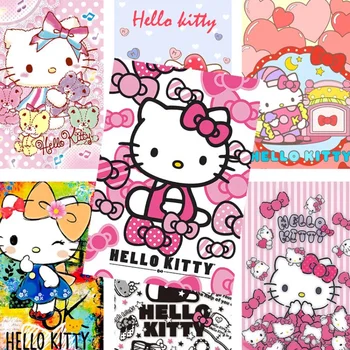 Kawaii Sanrio Hello Kitty Куроми Стикер на стену Аниме Милые Девушки Спальня Студенческое Общежитие Плакат Наклейки на стену HD Обои