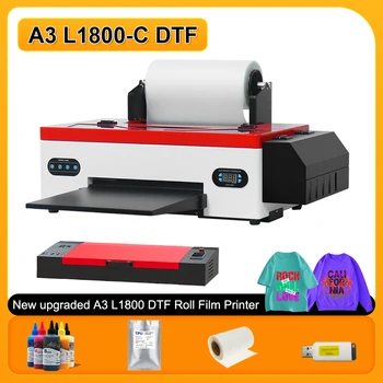 L1800 DTF Принтер A3 DTF Принтер для прямой передачи пленки A3 impressora DTF Принтер Комплект с Устройством подачи рулонов Печатная машина для футболок