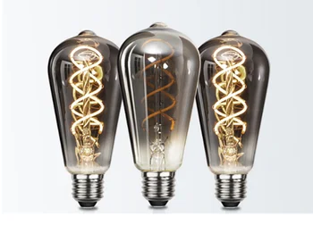 LED ST64 Дымчато-серый E27 4W 220V 110V С Регулируемой Яркостью 2700K Теплая WW GSpiral Лампа Накаливания Ретро Винтажное Декоративное Освещение Edison Lamp