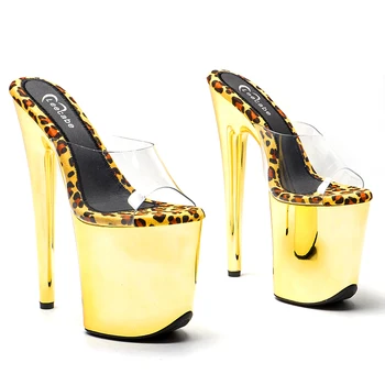 Leecabe, блестящие босоножки на высоком каблуке в золотистом стиле 20 см/8 дюймов, пикантная модельная обувь для танцев на шесте