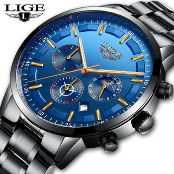 LIGE Модные Мужские часы Топ Люксовый бренд, наручные часы с хронографом, мужские Водонепроницаемые спортивные кварцевые часы, Мужские часы relogio masculino