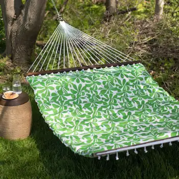 LISM Garden Bloom Гамак на 2 персоны с подушкой, весенне-зеленого цвета, Размер изделия в собранном виде 11,65 футов Д x 4,5 фута Ш