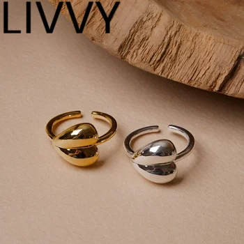 LIVVY, минималистичные кольца серебряного цвета для женщин, Модная элегантность, геометрические украшения ручной работы для Дня рождения,