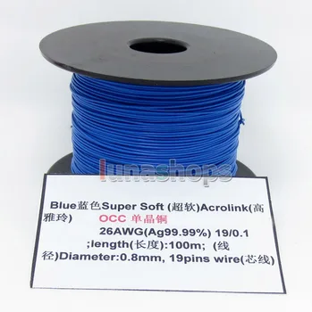 LN004497 Синий 100 м 26AWG 99.9% Acrolink Чистый OCC Сигнальный провод Кабель 19/0.1mm2 Диаметр: 0.8 мм для DIY