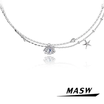 MASW Оригинальный дизайн, ожерелье с подвеской в виде металлической раковины для девушки, крутые модные украшения, высококачественная медная цепочка, ожерелье для женщин