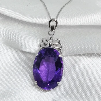 MeiBaPJ, ожерелье с подвеской из натурального аметиста, чистое серебро 925 пробы, изысканные свадебные украшения для женщин, Аксессуары из фиолетового цветочного камня