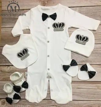 MIYOCAR bling Горный хрусталь черный 0-6 м, одежда для новорожденных, полностью хлопковая уникальная детская одежда, цельный боди, детская шапочка, нагрудник, комплект обуви S4