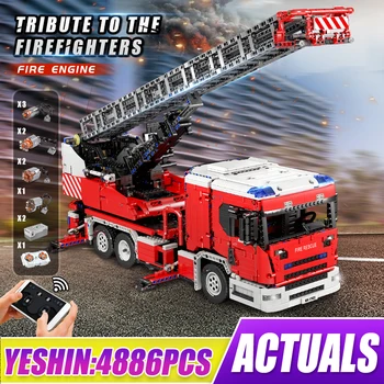 MOULD KING Technical MOC 60361 Пожарная машина RC, строительные блоки, Пожарно-спасательный грузовик, Конструктор, Кирпичи, игрушки, Рождественский подарок