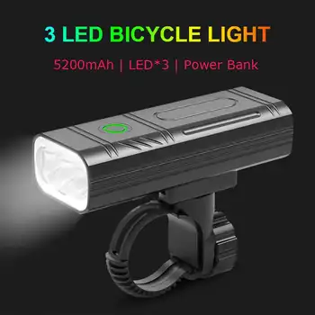 NEWBOLER Быстрая Зарядка 3 светодиодных велосипедных фонаря 5200 мАч, мощная велосипедная фара, Водонепроницаемый Велосипедный фонарик, велосипедная лампа в качестве источника питания