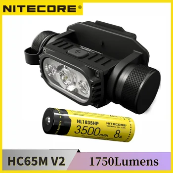 NITECORE HC65M V2 Тройной фонарь для шлема Белый свет Красный Свет макс 1750 Люмен Дальность луча 165 метров с литий-ионной батареей 18650 3500 мАч