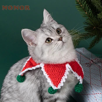 NONOR Рождественский шарф для кошек, ювелирные изделия, Милый шарф для собак, подарок, реквизит для съемки, аксессуары для кошек