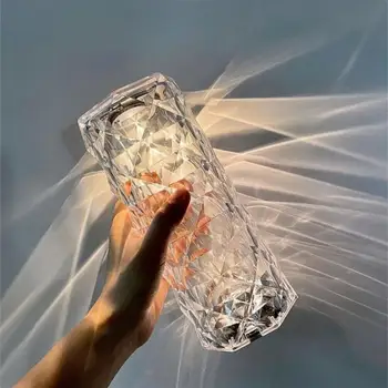 Nordic Crystal LED Перезаряжаемая ночная настольная лампа с регулируемой яркостью Украшение для гостиной отеля, прикроватной тумбочки в спальне