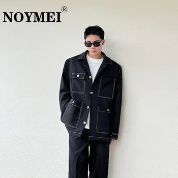 NOYMEI мужское пальто нишевого дизайна, однобортный пиджак с большими карманами, осень 2023, модный мужской костюм в корейском стиле, шикарный пиджак WA2654
