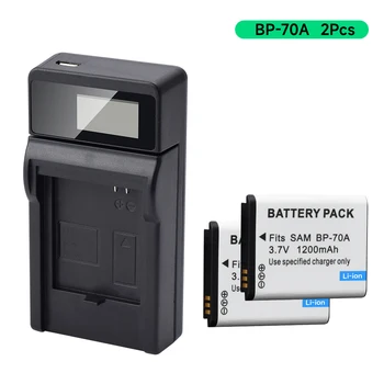 PALO 2 шт. батарея для камеры BP-70A + ЖК-дисплей usb интеллектуальное зарядное устройство для Samsung AQ100, DV150F, ES65, ES67, ES70, ES71