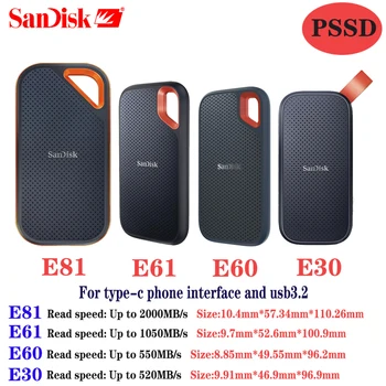 PSSD 1 ТБ SanDisk 2 ТБ Внешний жесткий диск Type-c Портативный жесткий диск 500 ГБ 1050 М/с USB 3,1 4 ТБ Твердотельный диск для Ноутбука tablet mini