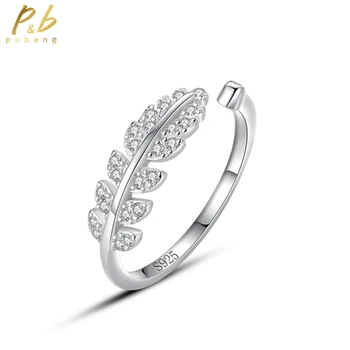 PuBang Изысканные ювелирные изделия из стерлингового серебра 925 пробы с высокоуглеродистым бриллиантом, кольцо с изменяемым размером для женщин, свадебные подарки на годовщину Бесплатная доставка