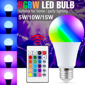 RGB Лампа LED Light E27 Меняющая Цвет Лампа 5 Вт 10 Вт 15 Вт Дистанционное Красочное Освещение Для Праздничной Вечеринки RGBW Bombillas 220 В Умные Лампочки