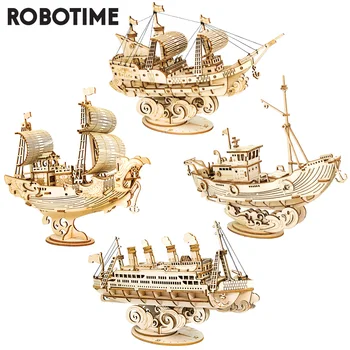 Robotime 3D Деревянные головоломки, игрушки-модели лодок и кораблей Для детей, подарок на день рождения для девочек