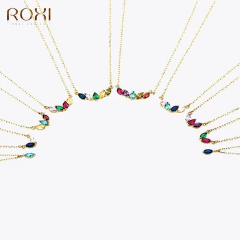 ROXI S925 Стерлинговое серебро Европейское и американское классическое женское ожерелье Изысканное колье-чокер с разноцветной цепочкой 