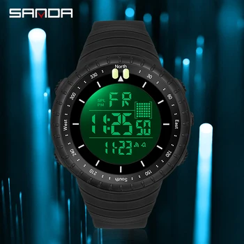 SANDA Многофункциональные Электронные Мужские Часы Военные Часы HD LED Цифровой Дисплей Альпинистские Часы Спортивный Таймер Reloj 6071
