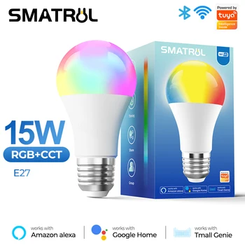 SMATRUL Tuya 15 Вт WiFi Лампочка Smart Life LED 850LM RGB Лампа Приложение Работает С Alexa Google Home Таймер С Регулируемой Яркостью 110 В 220 В