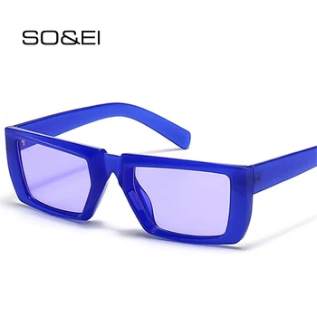 SO & EI Ретро Прямоугольные Солнцезащитные очки Женские модные двухцветные очки Оттенки UV400 Мужские Квадратные Градиентные Солнцезащитные Очки