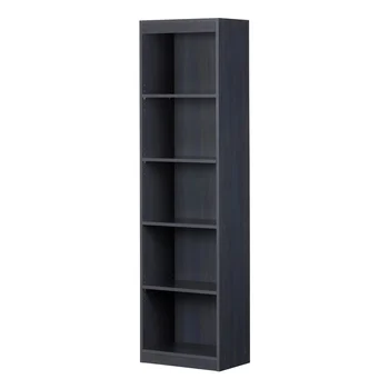 South Shore Smart Basics Узкий Книжный шкаф с 5 полками, с несколькими отделками, для украшения мебели, Классические Книжные шкафы в классическом стиле