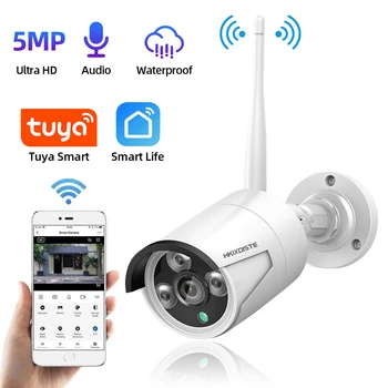 Tuya Wifi IP-камера 5MP Наружная водонепроницаемая камера видеонаблюдения Ночного видения Домашняя Камера видеонаблюдения Smart Life