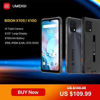UMIDIGI BISON X10S X10G IP68/IP69K Android 11 Водонепроницаемый Прочный Телефон 6,53 