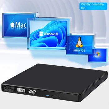 USB 2.0 Внешний записывающий аппарат для записи компакт-дисков/DVD RW-плееры ПК, Ноутбуки, Оптический привод, Внешний DVD-привод, Лоток для оптического привода