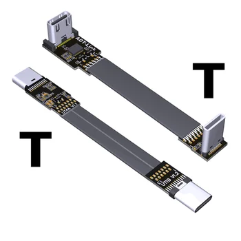 USB 3.1 type C-плоский удлинитель type C 10 Гбит/с, сгибающийся на 90 градусов USB C мужской женский гибкий кабель FPV для аэрофотосъемки
