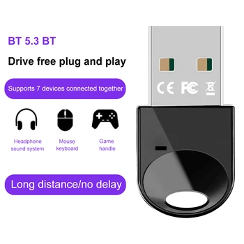 USB-приемник Dongle Bluetooth 5.3 Беспроводной Приемник-Передатчик 3 Мбит/с для Компьютера с Разъемом Беспроводной клавиатуры Мыши