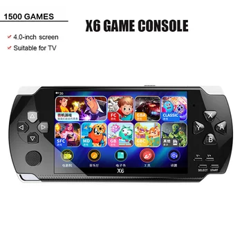 X6 4,0-дюймовая портативная игровая консоль 8g 32g предустановка 1500 бесплатных игр поддержка ТВ-выхода игровой автомат для мальчиков