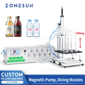 ZONESUN ZS-YTMP9C Автоматическая Подъемная машина для наполнения жидкости, Насадка для дайвинга, Магнитный насос с 9 головками, Пневматическая производственная машина