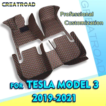 Автомобильные Коврики Для Tesla Model 3 2019 2020 2021 Пользовательские Автоматические Накладки для Ног, Автомобильные Ковровые покрытия, Аксессуары для интерьера