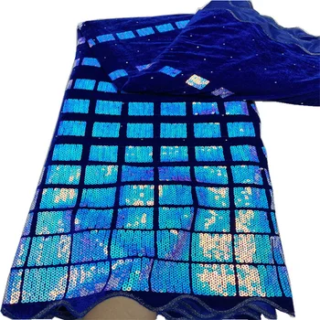 Африканская Бархатная Кружевная Ткань 2023, Высококачественная Швейцарская кружевная вышивка, 3D Блестки, Сетчатая ткань с камнями, 5 ярдов для пошива вечернего платья