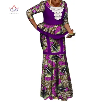 Африканский комплект из двух предметов для женщин, Модная африканская одежда Дашики в три четверти, Базен, Большие размеры, Женская одежда для вечеринки WY3737