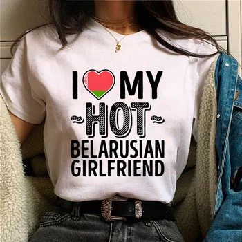 белорусская футболка, женская футболка с аниме, дизайнерская забавная одежда с комиксами