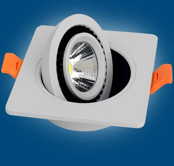 Бесплатная доставка COB 12 Вт Затемняемый светодиодный потолочный светильник Квадратный встраиваемый светодиодный светильник с вращением на 360 градусов AC85-265V 12 шт./лот