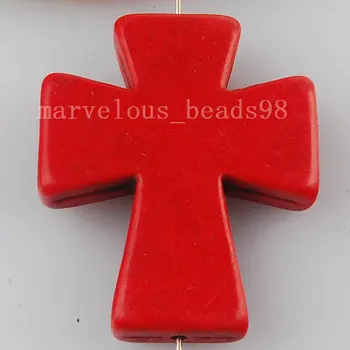 Бесплатная доставка Ювелирных изделий 30x36 мм Красный хаулитовый Крест Кулон Арт SMC2713