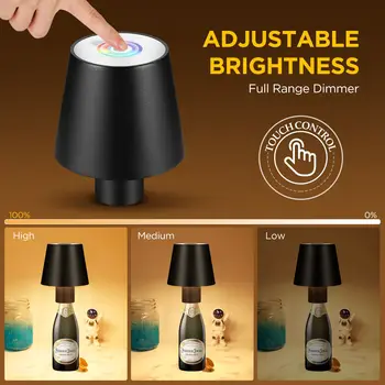 Беспроводная настольная лампа, светодиодные креативные лампы для бутылок вина, Съемные RGB USB, Перезаряжаемые Для атмосферы бара, кафе, украшения Ночника