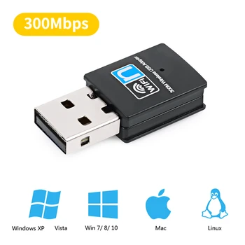 Беспроводной Мини USB Wifi Адаптер 802.11N 300 Мбит/с USB2.0 Приемник Dongle Сетевая карта Для Настольных Портативных ПК Windows 7 8 10 11