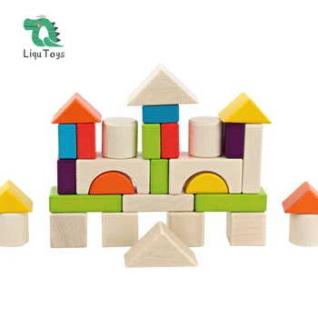 Блоки для укладки LIQUID Montessori для малышей, 30 шт., обучающие деревянные игрушки, строительные блоки для дошкольного образования с коробкой для хранения