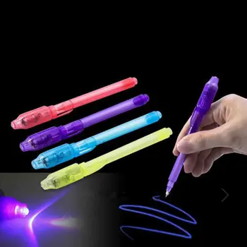 Большая головка, Светящаяся Световая ручка, Фиолетовый 2 В 1, УФ-черный Свет, Комбинированный Рисунок, Невидимые чернила, Обучающие Игрушки для детей