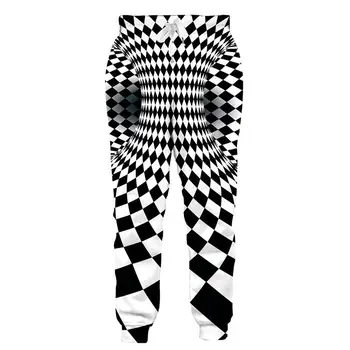 Бренд PLstar Cosmos, мужские брюки для бега трусцой, 3D Печать, черно-белые Клетчатые брюки, Уличная одежда, Повседневные спортивные штаны Унисекс MPK10